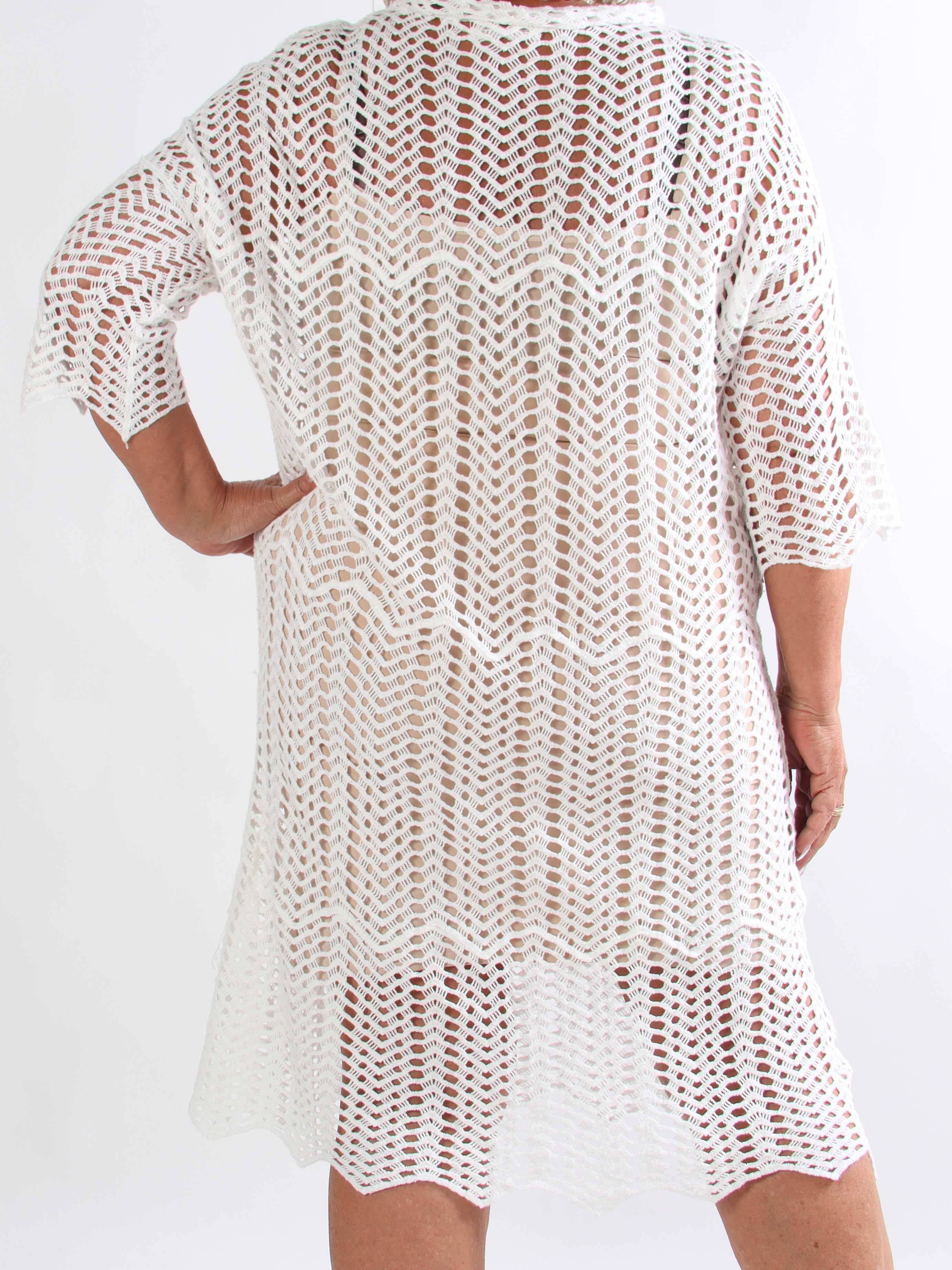 Vila - Elegant lang hæklet plus size kjole med et let transparent udtryk